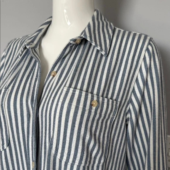 Faherty Legend Sweater Shirt in Navy Blazer Stripe - Picture 10 of 13